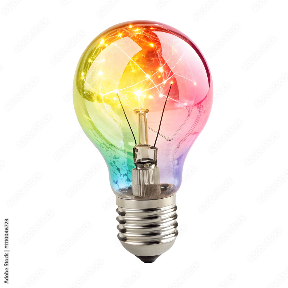 Fototapeta premium Colorful Light Bulb Symbolizing Innovation and Creativity