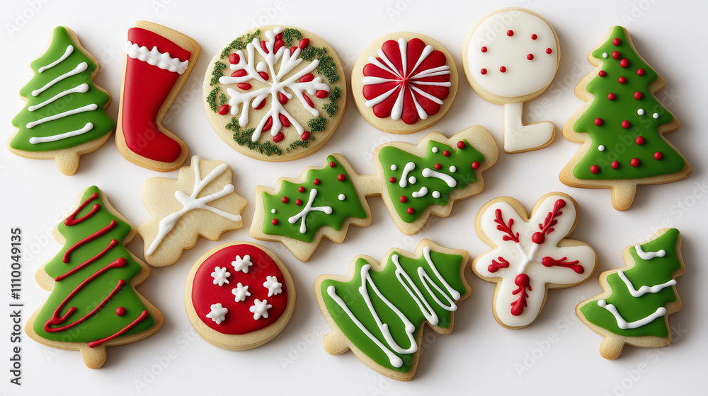 christmas cookies on wooden background