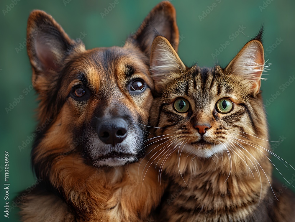 An image of a dog and cat happily hugging under soft lighting is perfect for promoting love, warmth, and harmony, evoking a sense of comfort and reassurance in viewers. An image of a dog and cat happily hugging under soft lighting is perfect for promoting love, warmth, and harmony, evoking a sense of comfort and reassurance in viewers.