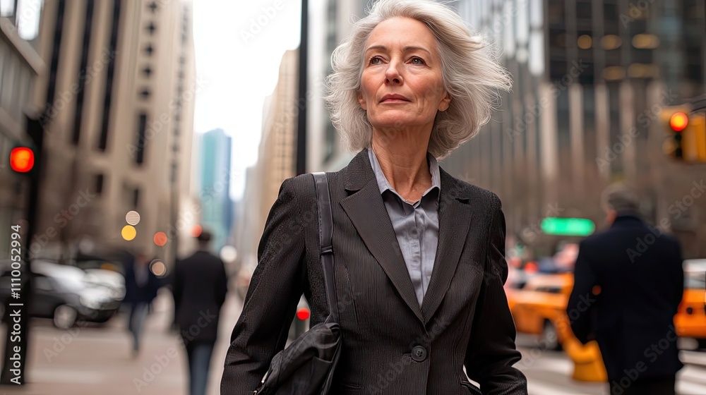 Confident Senior Woman Walking City Street Confident Senior Woman Walking City Street