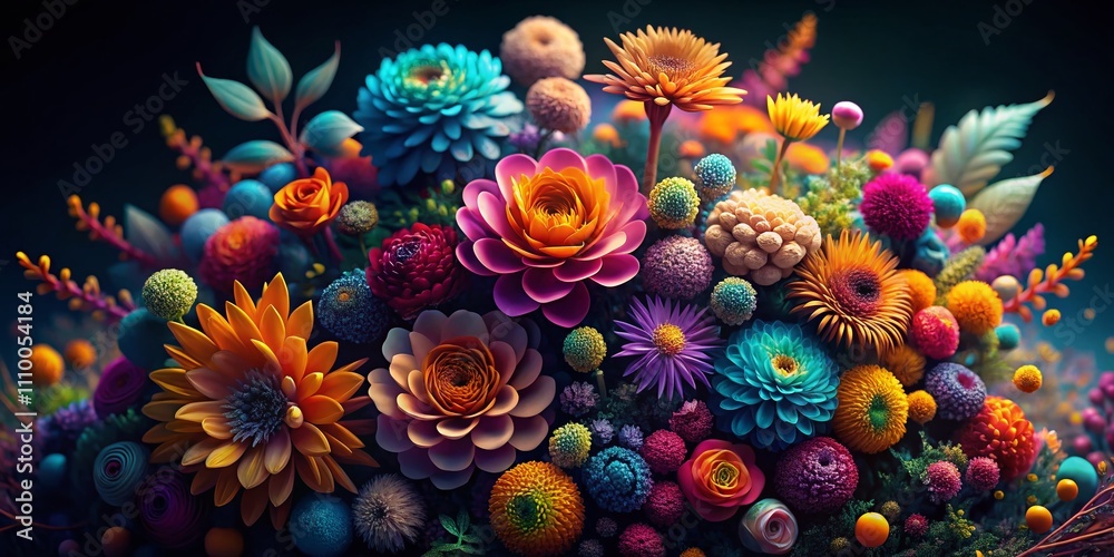 Abstract Floral Arrangement Tilt-Shift 3D Art Abstract Floral Arrangement Tilt-Shift 3D Art