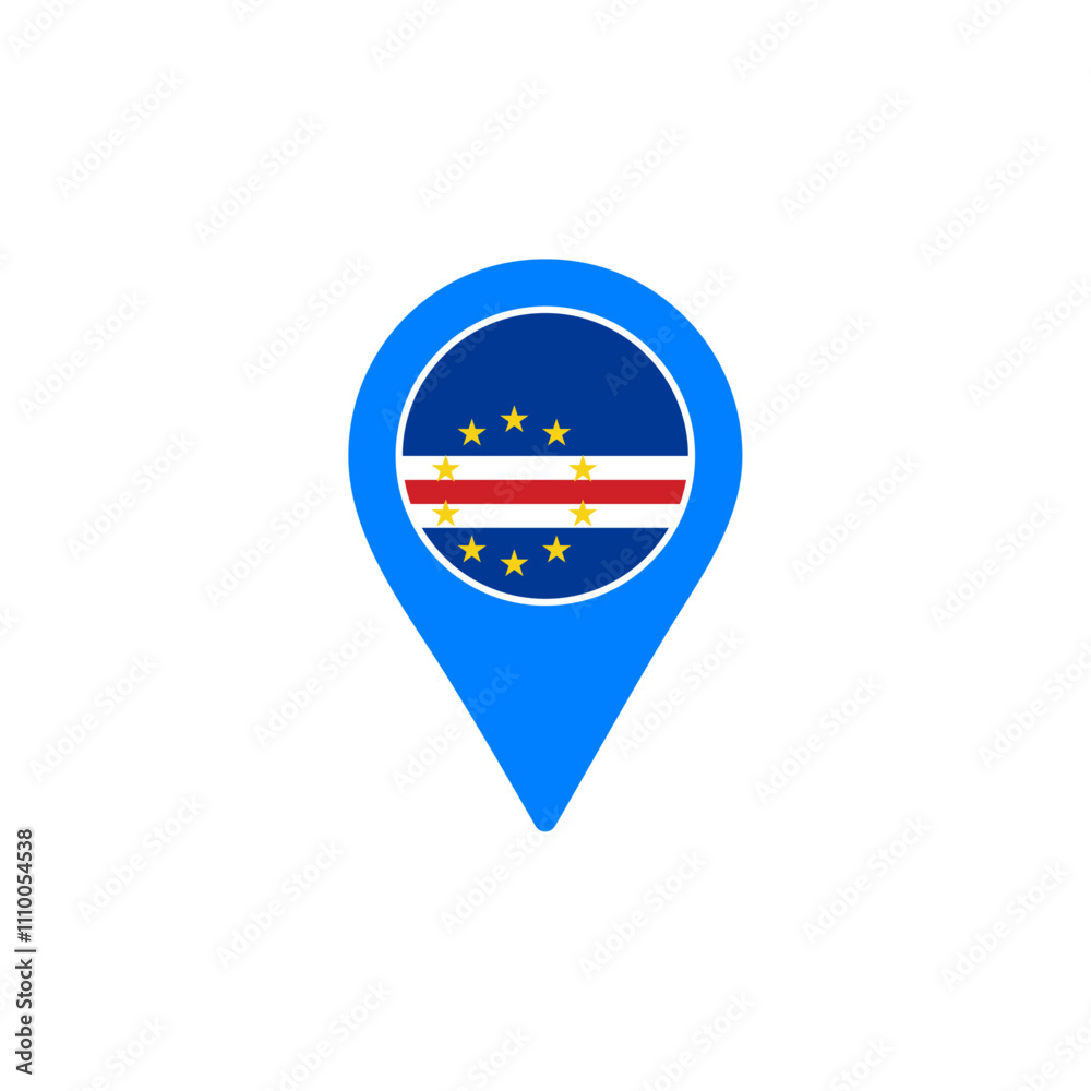 Cape Verde location pin vector with national flag design Cape Verde location pin vector with national flag design