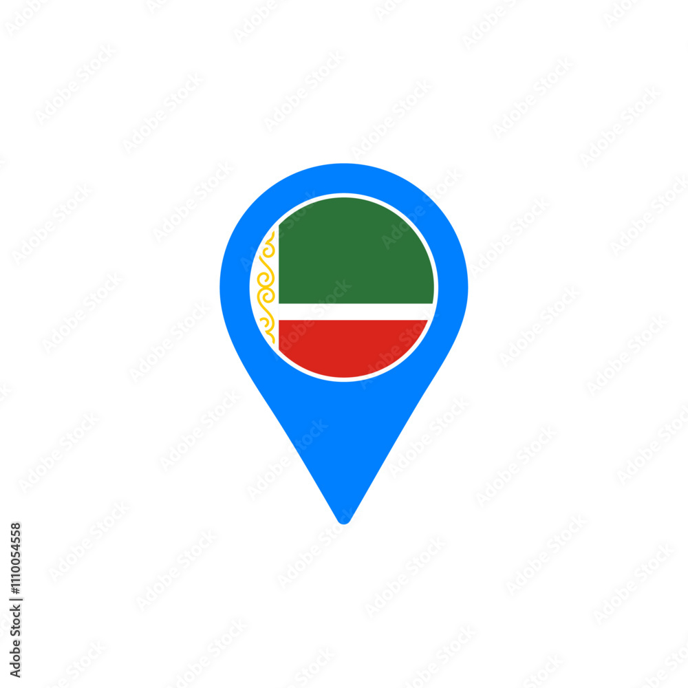Chechen Republic location pin vector with national flag design Chechen Republic location pin vector with national flag design