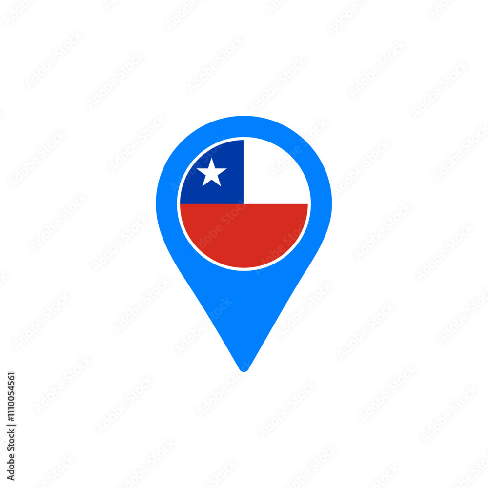 Chile location pin vector with national flag design Chile location pin vector with national flag design