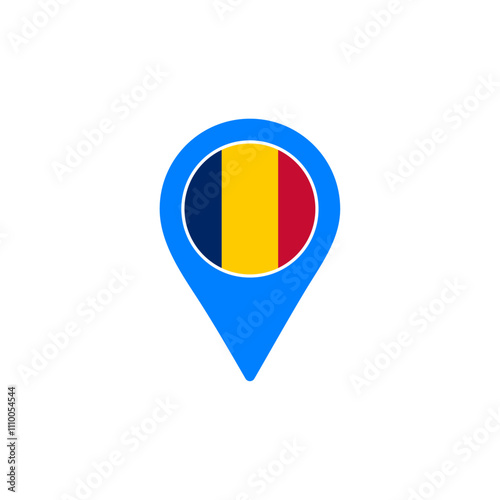 Chad location pin vector with national flag design Free Download Chad location pin vector with national flag design - GFXLoad
