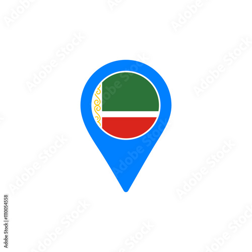 Free Download Chechen Republic location pin vector with national flag design - GFXLoad