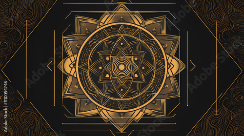 Sri yantra spiritual astral sacred geometry new age psychedelic - by generative ai. Sacred. Illustration