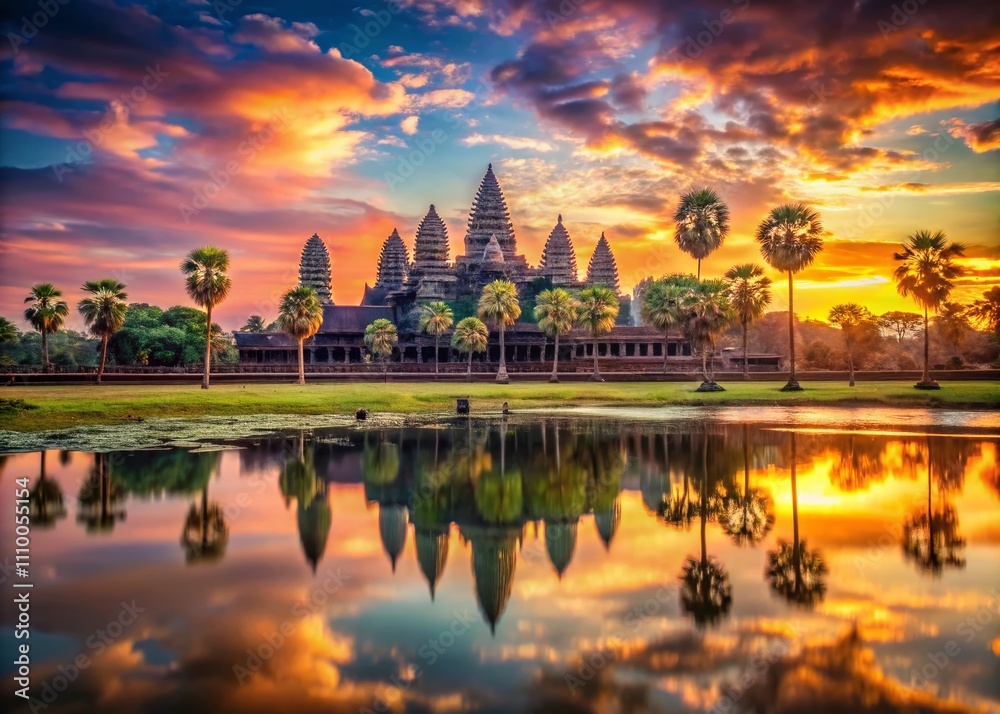 Angkor Wat Sunrise Reflection - Stunning Landscape AI Art Angkor Wat Sunrise Reflection - Stunning Landscape AI Art