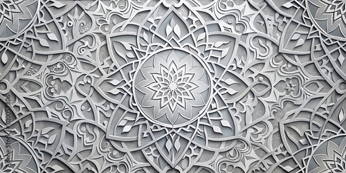 Wallpaper Mural Elegant Gray and White Arabic Pattern Background, Ornamental Design, AI Photography Torontodigital.ca
