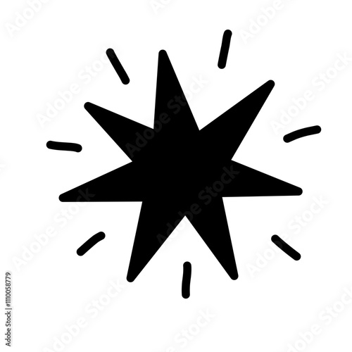 Blinking star vector splash element icon. Star twinkle sparks shining hand drawn icon