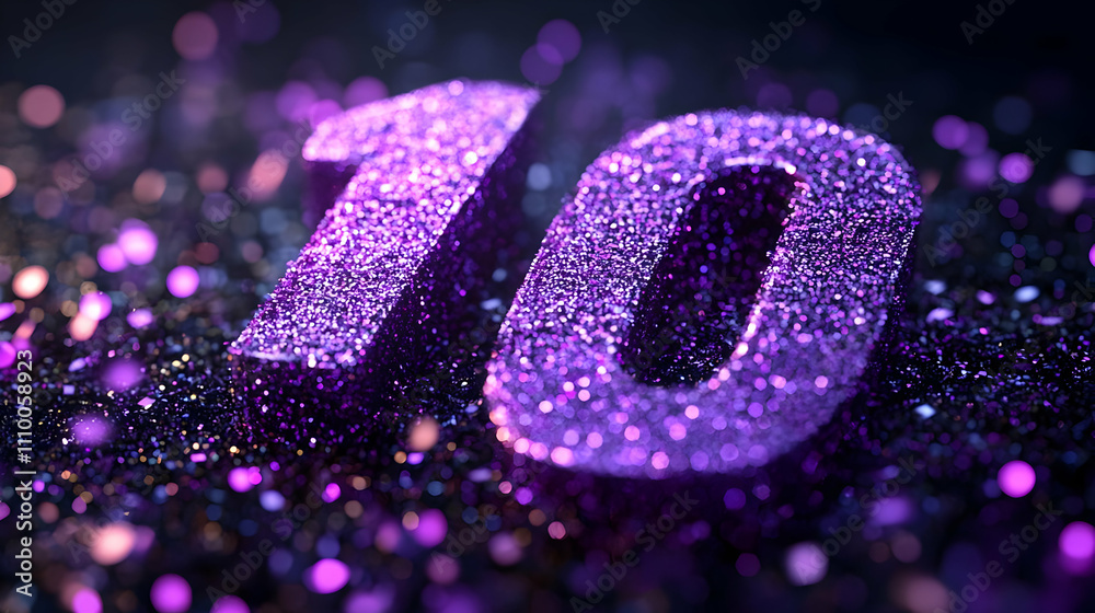 Purple Glitter Number Ten 3D Render Purple Glitter Number Ten 3D Render