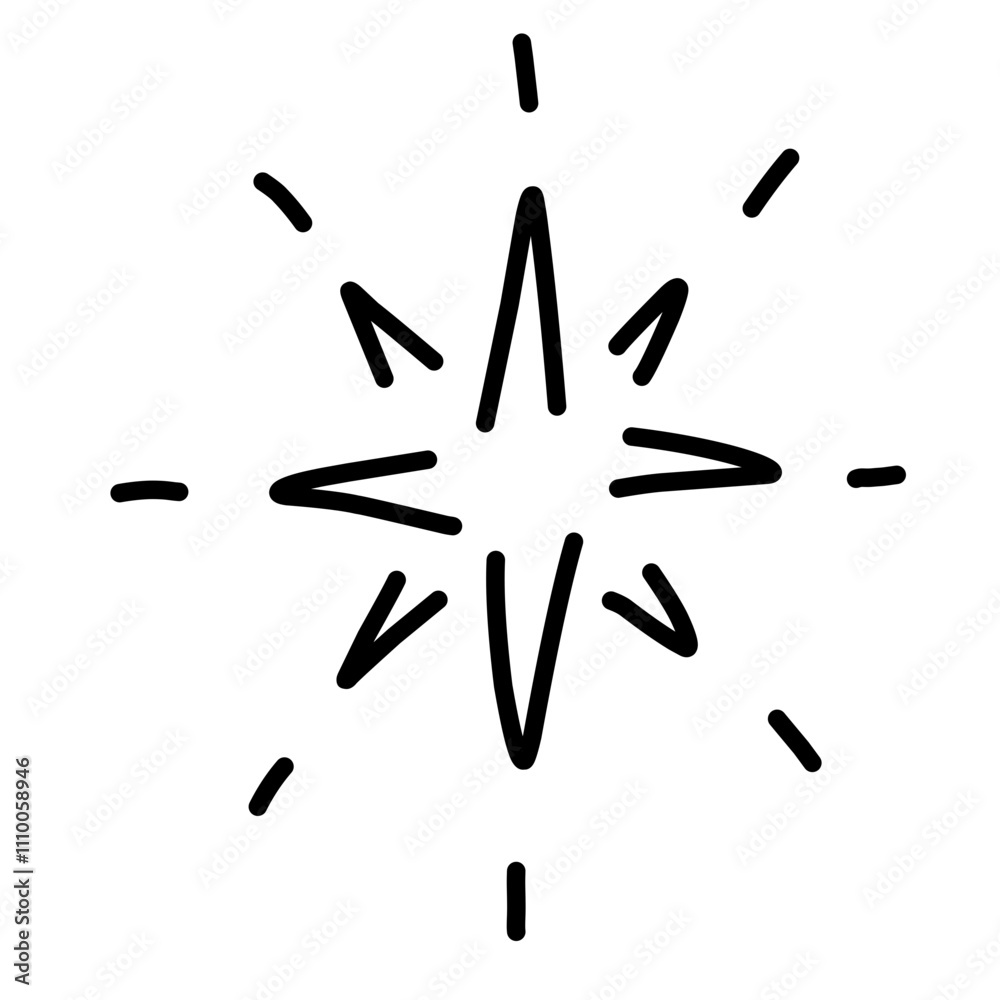 Blinking star vector splash element icon. Star twinkle sparks shining hand drawn icon