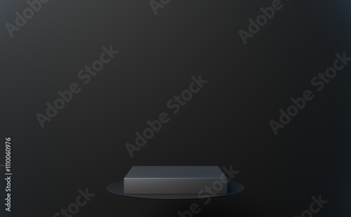 Black empty podium or pedestal for product presentation. 3d render