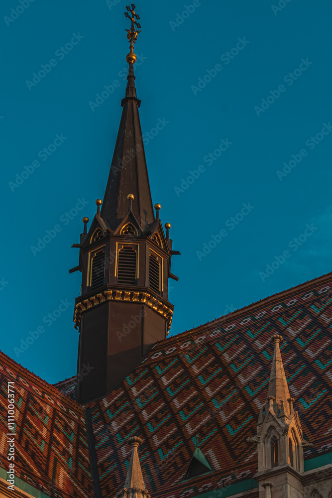 Obraz premium Roman Catholic Matthias Church and Fisherman's Bastion in the morning. Budapest