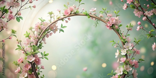 Serene Spring Blossoms Encircling a Circular Frame, Ideal for Wedding Invitations or Seasonal Greetings