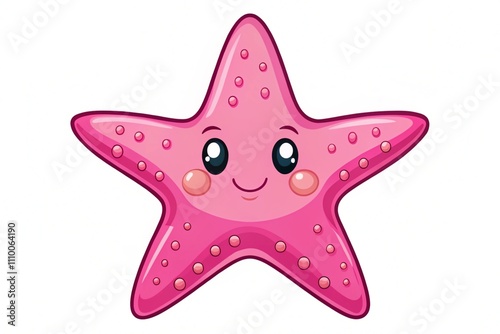 Cute Starfish Cartoon Vector Illustration in pink color for icon clipart in kids ocean book in white background photo