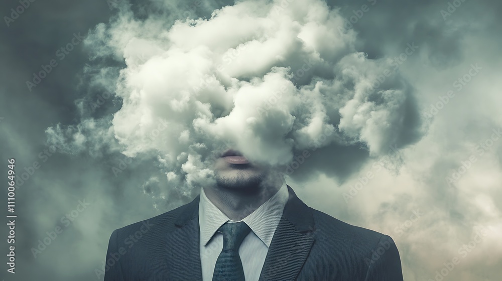 A Man Obscured By A Large Cloud Of Thought