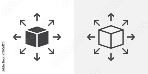 Distribution channel icon vector set. Black and white.