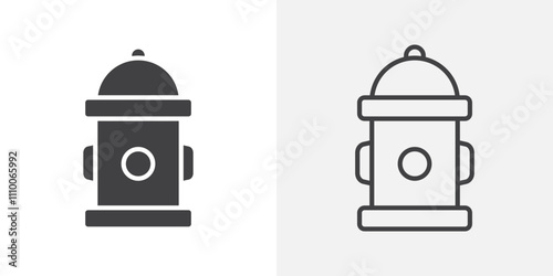 Fire hydrant icon vector set. Black and white.