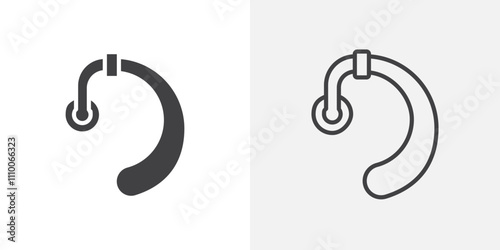 Hearing aid icon vector set. Black and white.