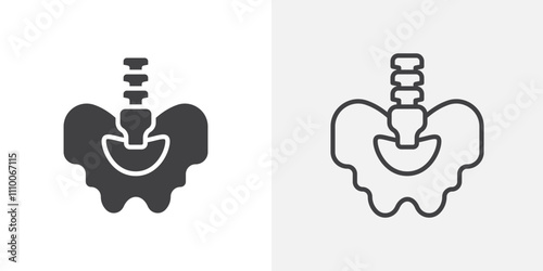 Pelvic area icon vector set. Black and white.