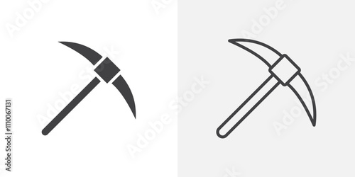 Pick axe icon vector set. Black and white.