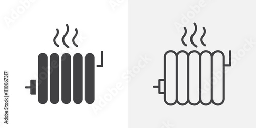 Radiator icon vector set. Black and white.