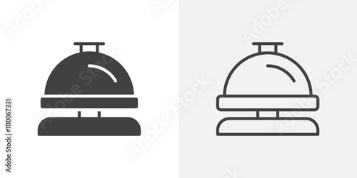 Reception bell icon vector set. Black and white.