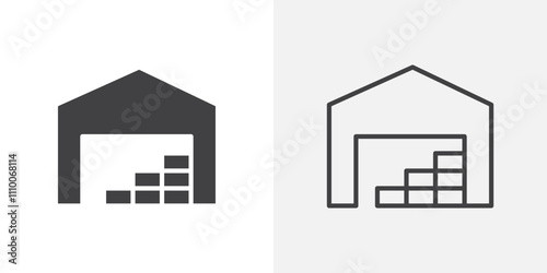 Warehouse icon vector set. Black and white.