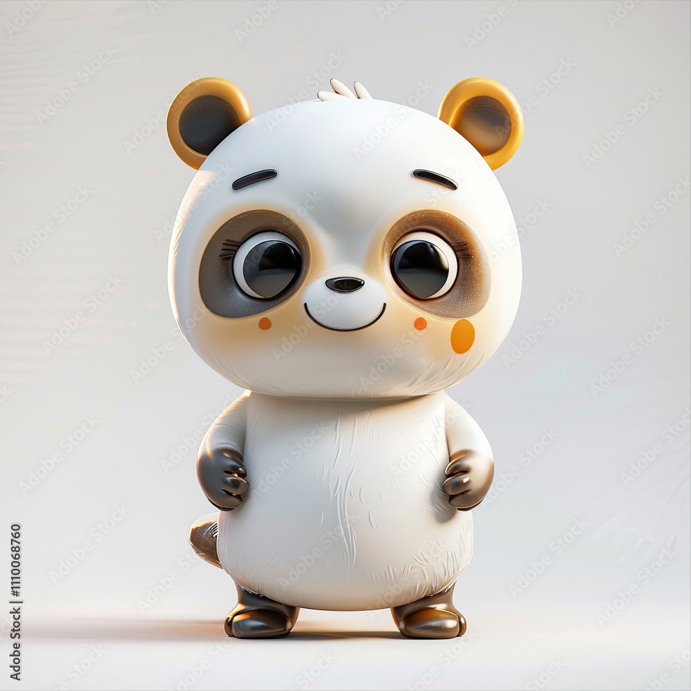 Naklejka premium Delightful Cute Animal Mascot Illustration Set Against a White Background