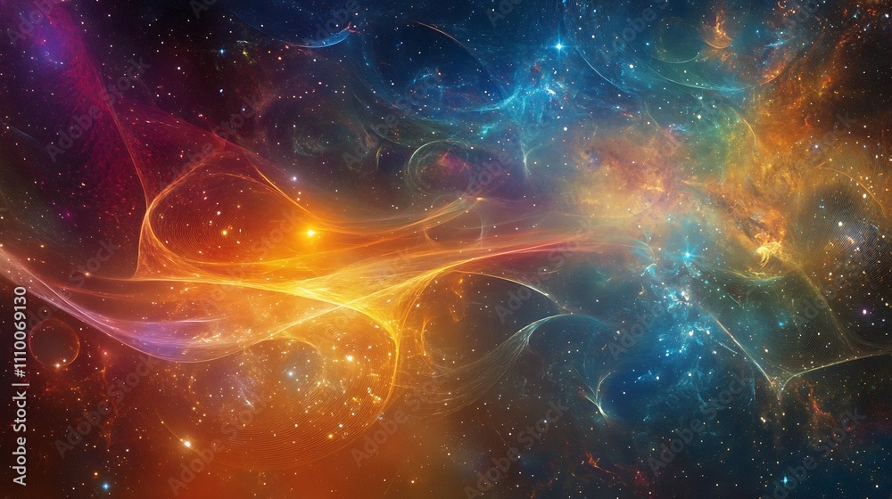 Cosmic Nebula Swirls of Celestial Orange and Blue Cosmic Nebula Swirls of Celestial Orange and Blue