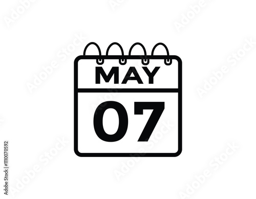  May 7 calendar icon Date Month calendar icon vector illustration
