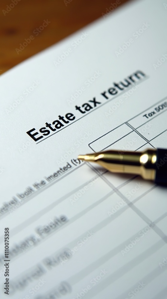 Estate Tax Return Document With Fountain Pen Estate Tax Return Document With Fountain Pen