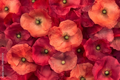 Vibrant red poppy flowers creating a stunning natural background for various designs