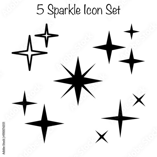 5 sparkle icon set