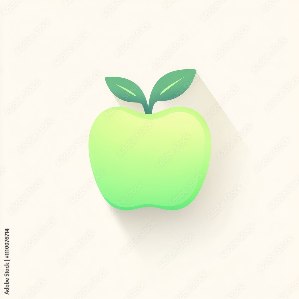 Fresh Green Apple Icon with Subtle Shadow Fresh Green Apple Icon with Subtle Shadow