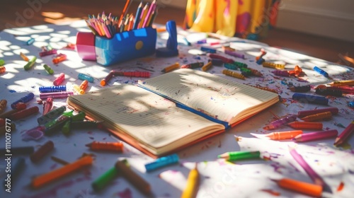 Colorful Art Supplies Spread Across a Creative Workspace Floor