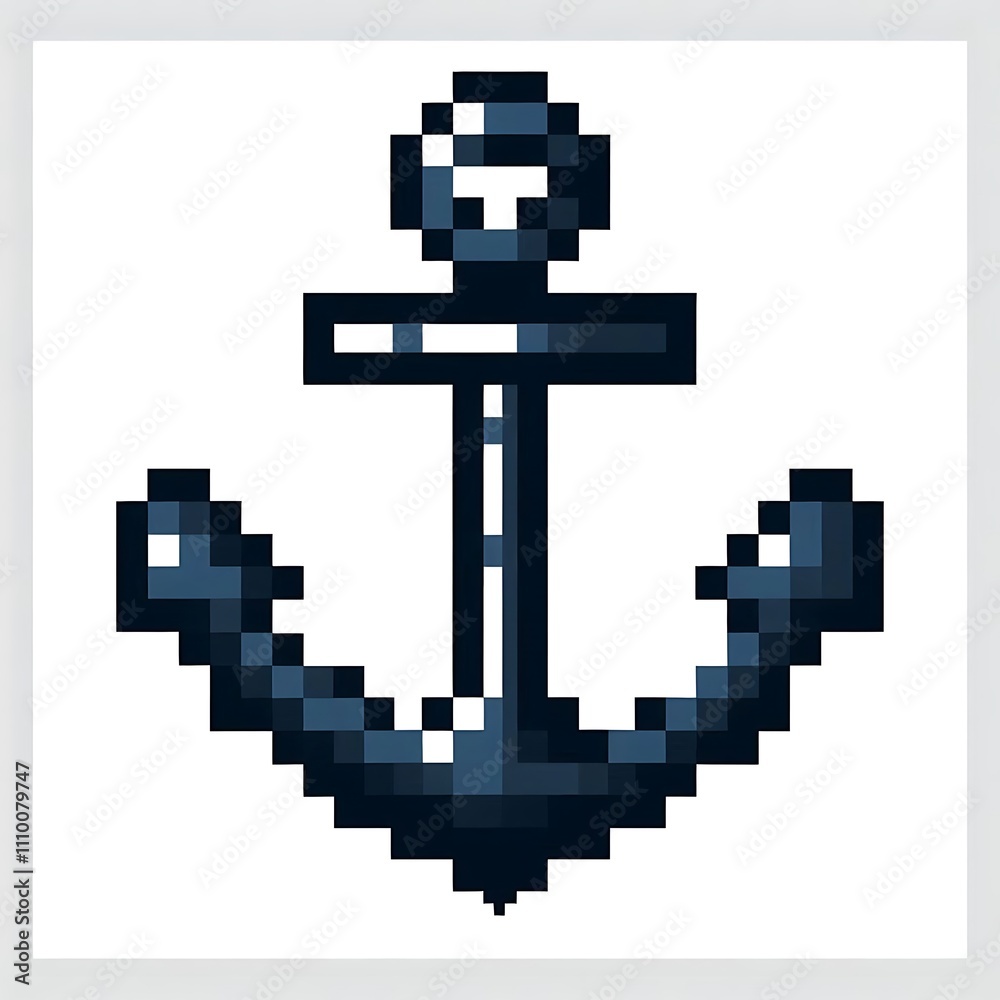 Pixel art representation of an anchor symbol. Pixel art representation of an anchor symbol.