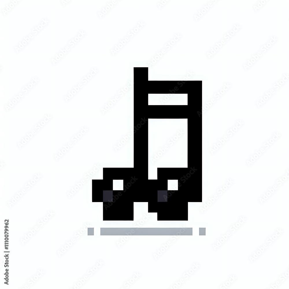 A pixel art music note symbol. A pixel art music note symbol.