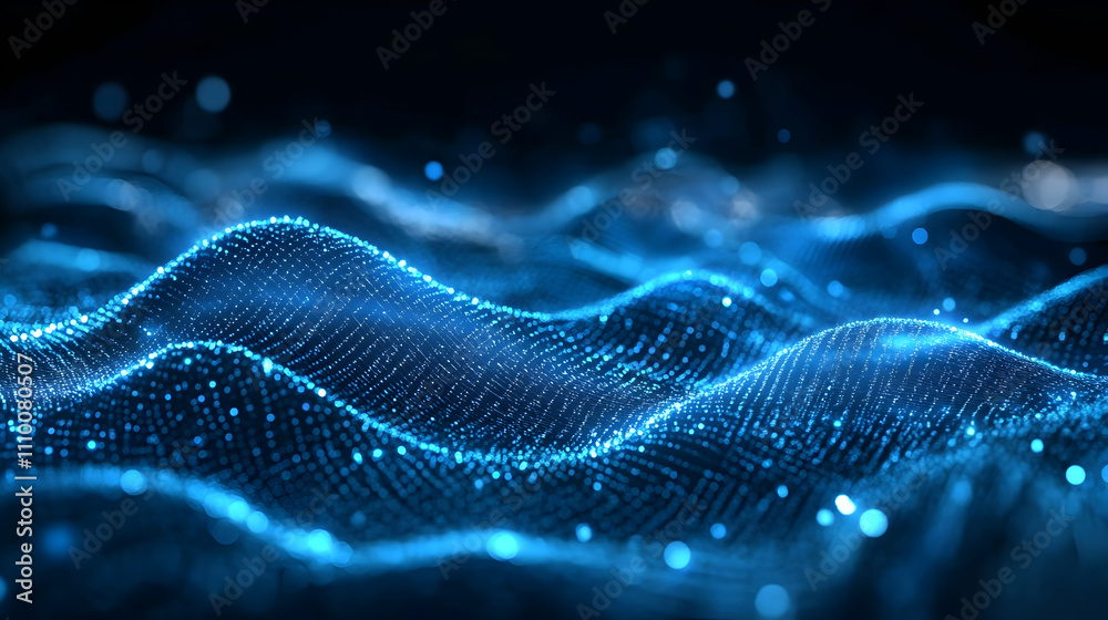 Abstract blue wave particles background. Abstract blue wave particles background.