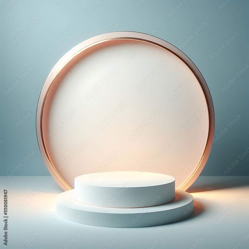 Minimalist display platform with soft lighting.