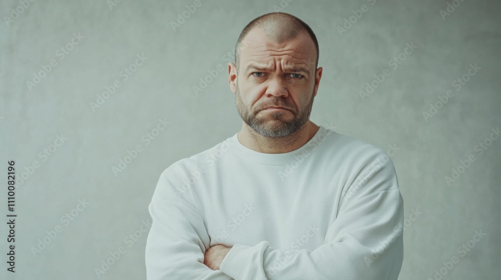 Portrait middle-aged man bald head beard He wearing Magazine cover featuring Portrait middle-aged man bald head beard He wearing Magazine cover featuring