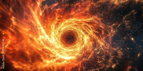 A close-up depiction of a black holeâ€™s singularity, with all matter being crushed into an infinitely small 