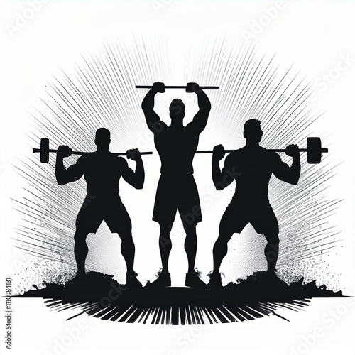 Silhouettes of Bodybuilders and Weightlifters: Action and Activity Vector Art