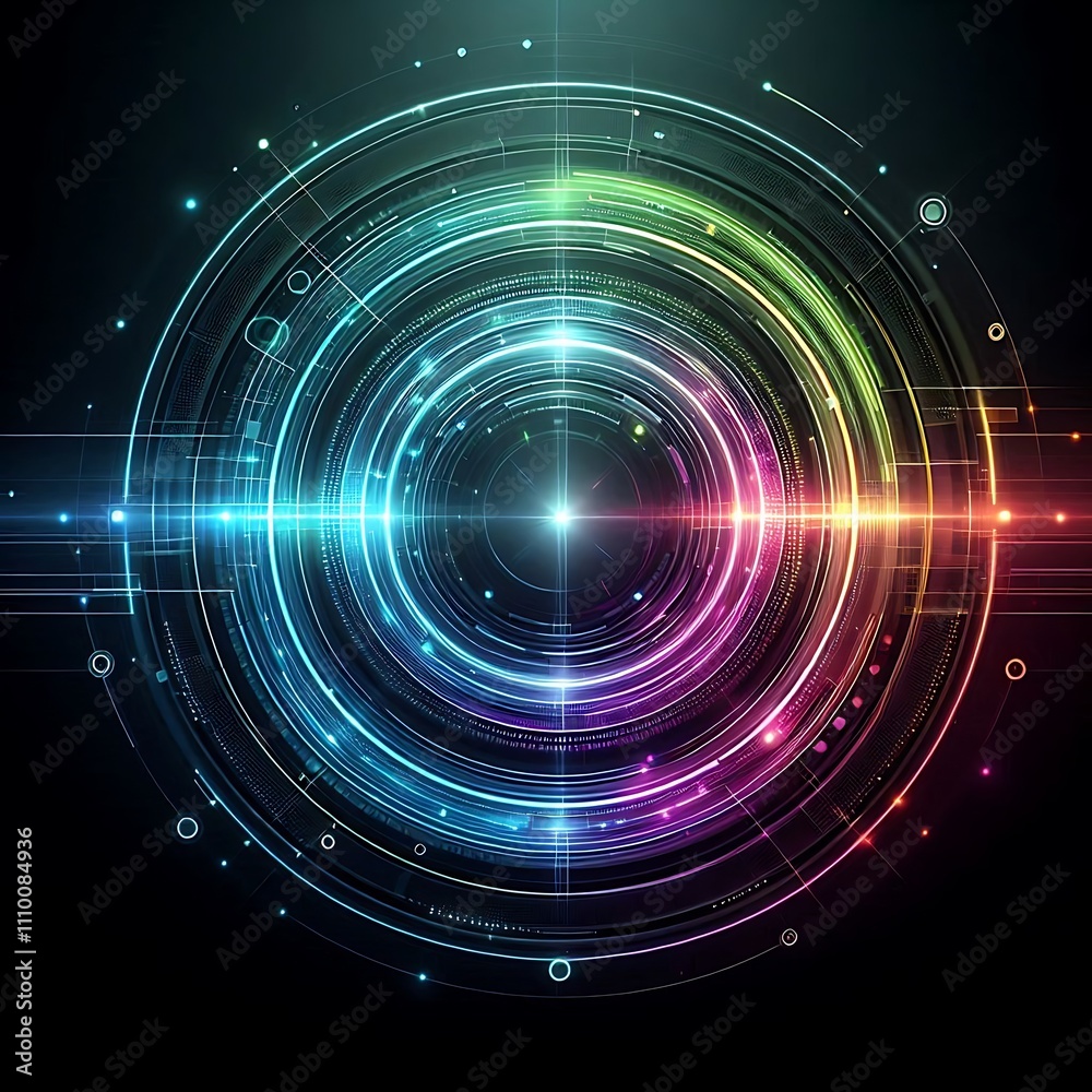 Obraz premium Vibrant circular design with light effects.