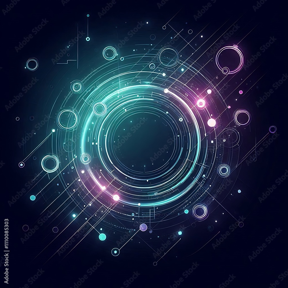 Fototapeta premium Abstract digital design with circular patterns.