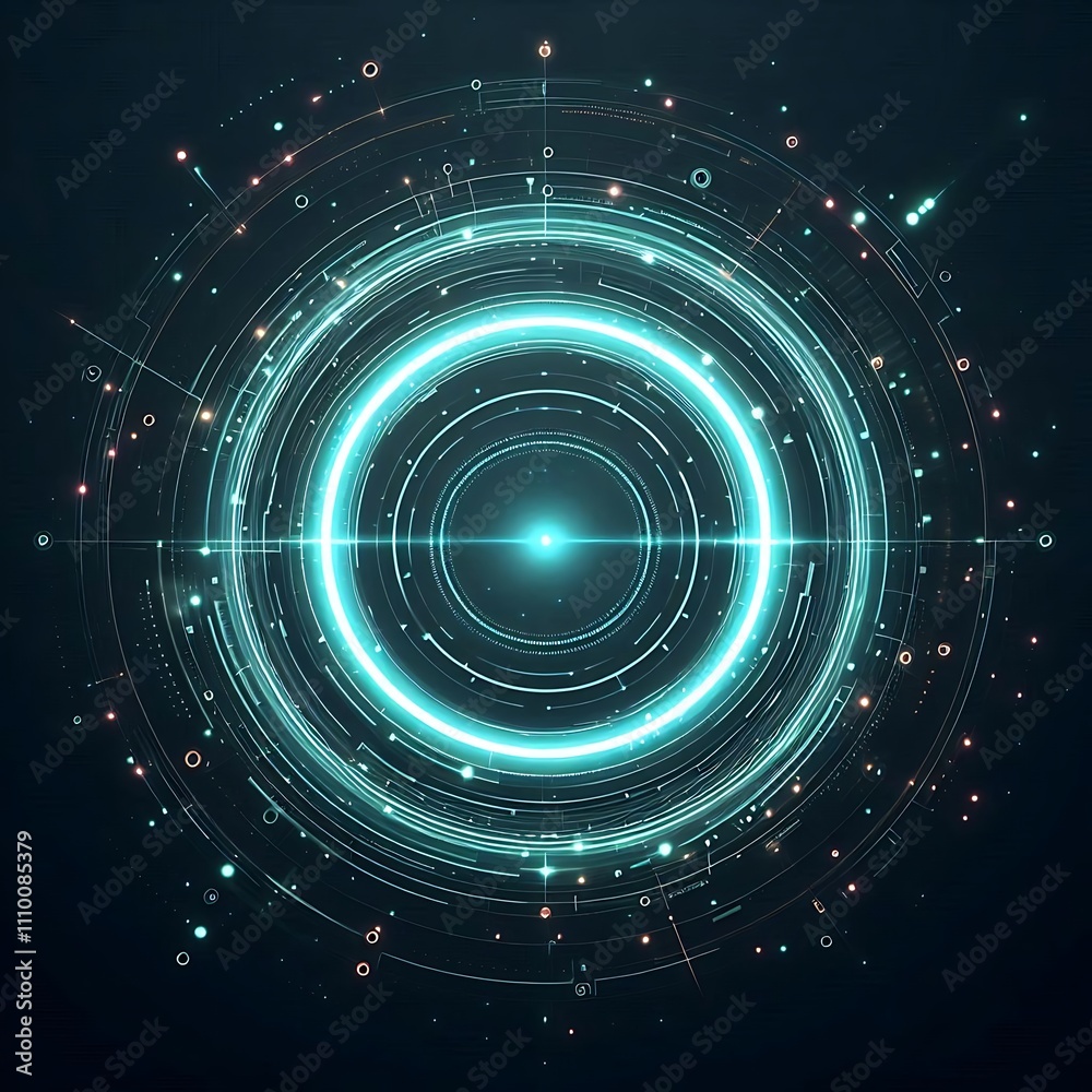 Fototapeta premium Abstract circular design with glowing elements.