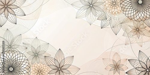 Elegant Floral Frame with Delicate Line Art Flowers and Soft Background
