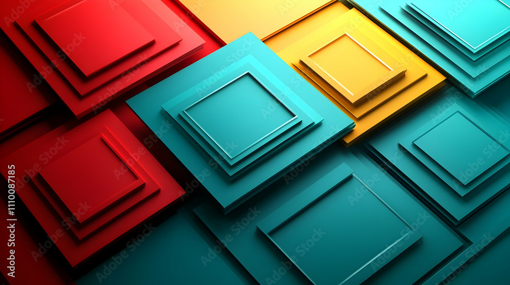 Abstract geometric pattern of colorful layered squares. Abstract geometric pattern of colorful layered squares.