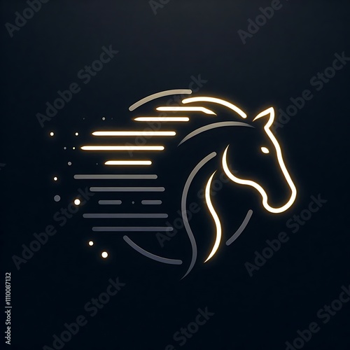 Stylized horse head with motion lines. photo